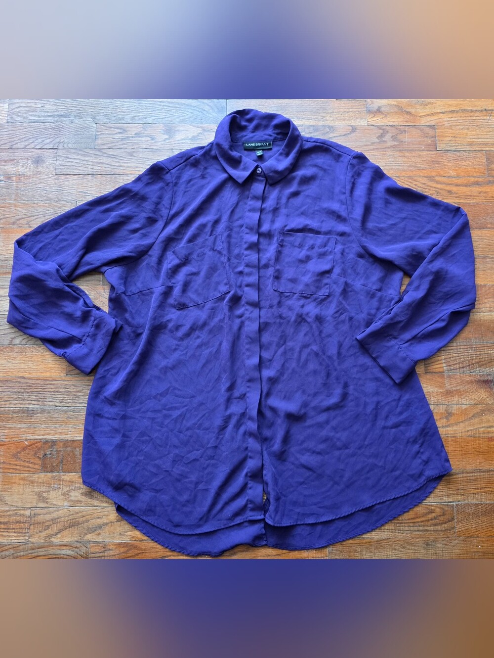 Lane Bryant Purple Button-Front Blouse